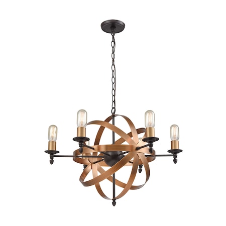 Kingston 6-Lght Chandelier In Oil Rubbed Brnz And Brushed Antique Brss